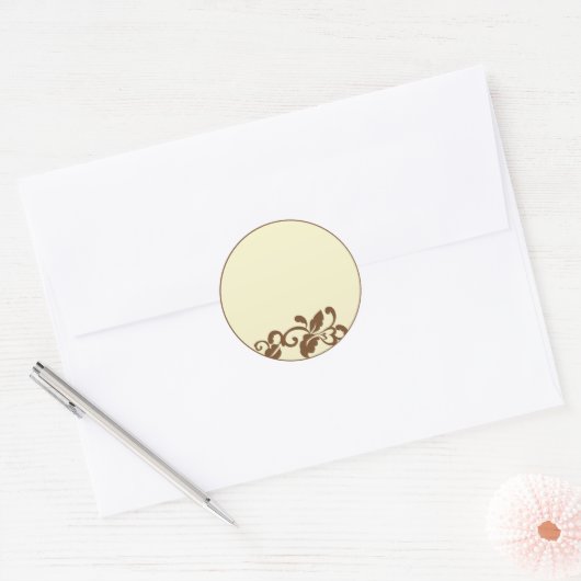 bruin bloeien ronde sticker (Envelop)