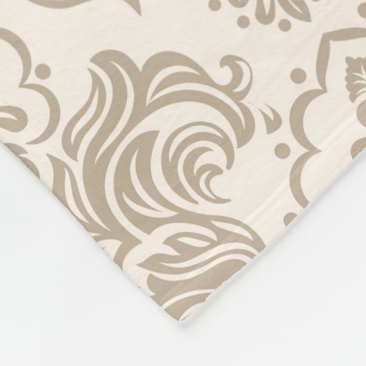  bruin bloemdamast fleece deken (Hoek)