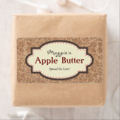 Bruin Bloemen Apple Butter Jam Jar Labels, Aangepa Etiket (Insitu)