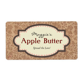 Bruin Bloemen Apple Butter Jam Jar Labels, Aangepa Etiket