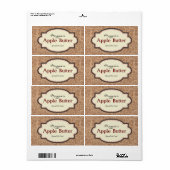 Bruin Bloemen Apple Butter Jam Jar Labels, Aangepa Etiket (Full Sheet)