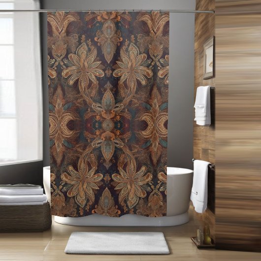 Bruin Bloemen Boho douchegordijn
