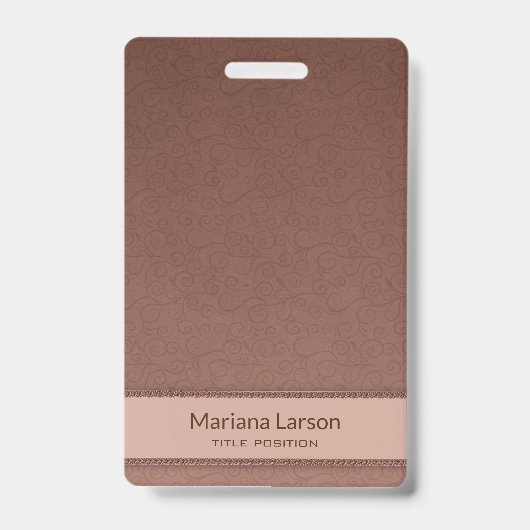 Bruin Bloemen Damast Patroon Badge (Voorkant)