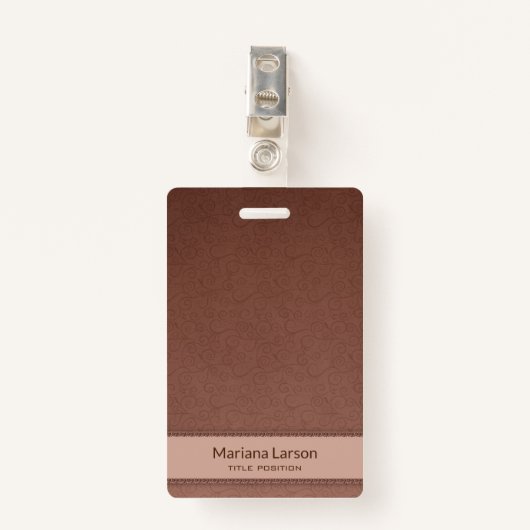 Bruin Bloemen Damast Patroon Badge (Voorkant met clip)