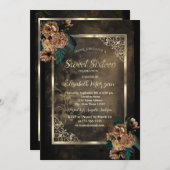 Bruin Bloemen Goud Lijst Gotisch Zoet 16 Kaart (Voorkant / Achterkant)