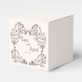 Bruin Bloemen Huwelijk Thema Bedankdoosjes (Voorkant Zijde)