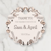 Bruin Bloemen Huwelijk Thema Bedankjes Labels (Achterkant)