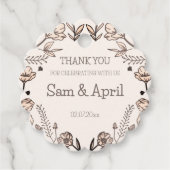 Bruin Bloemen Huwelijk Thema Bedankjes Labels (Voorkant)