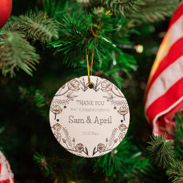 Bruin Bloemen Huwelijk Thema Bedankjes Labels