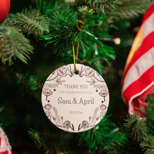 Bruin Bloemen Huwelijk Thema Bedankjes Labels