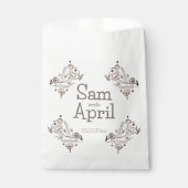 Bruin Bloemen Huwelijk Thema Bedankzakje (Voorkant)