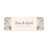 Bruin Bloemen Huwelijk Thema Etiket (Voorkant)