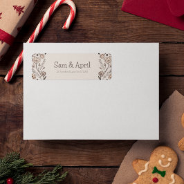 Bruin Bloemen Huwelijk Thema Etiket