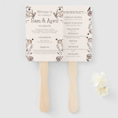 Bruin Bloemen Huwelijk Thema Handwaaier (Voorkant en achterkant)