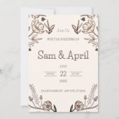 Bruin Bloemen Huwelijk Thema Kaart (Voorkant)