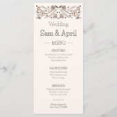 Bruin Bloemen Huwelijk Thema Menu (Voorkant)