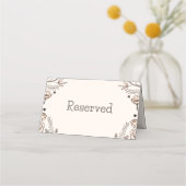 Bruin Bloemen Huwelijk Thema Plaatskaartje (Achterkant)