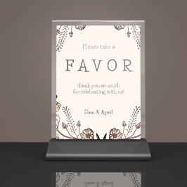 Bruin Bloemen Huwelijk Thema Reclamebord Met Voetstuk