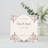 Bruin Bloemen Huwelijk Thema Save The Date (Staand voorkant)