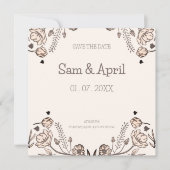 Bruin Bloemen Huwelijk Thema Save The Date (Voorkant)