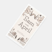 Bruin Bloemen Huwelijk Thema Servet (Hoek)