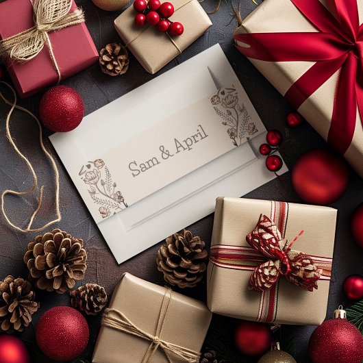 Bruin Bloemen Huwelijk Thema Uitnodigingen Wikkel