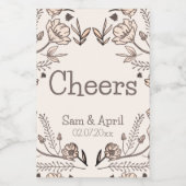 Bruin Bloemen Huwelijk Thema Voedselcontainer Etiket (Enkel label)