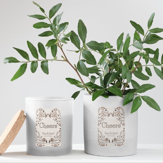 Bruin Bloemen Huwelijk Thema Voedselcontainer Etiket