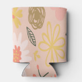 Bruin Bloemen Monogram Schuim Blikjeskoeler (Achterkant)