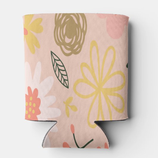 Bruin Bloemen Monogram Schuim Blikjeskoeler (Achterkant)