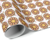 Bruin bloemen roze pokstip Florence Cadeaupapier (Rol Hoek)