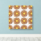 Bruin bloemen roze pokstip Florence Canvas Afdruk (Insitu (Houten vloer))