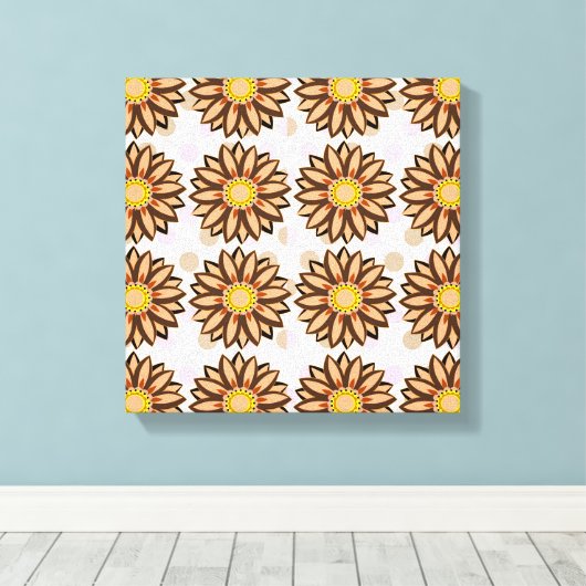 Bruin bloemen roze pokstip Florence Canvas Afdruk (Insitu (Houten vloer))