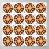 Bruin bloemen roze pokstip Florence Poster (Voorkant)