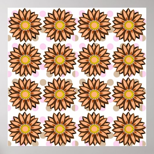Bruin bloemen roze pokstip Florence Poster (Voorkant)