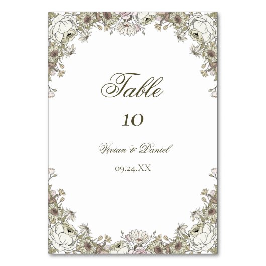  Bruin Bloemen Trouwtafel Nummer Kaart (Voorkant)