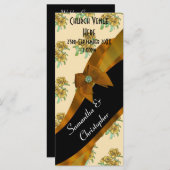 bruin bloemenbruiloft programma programmakaart (Voorkant / Achterkant)