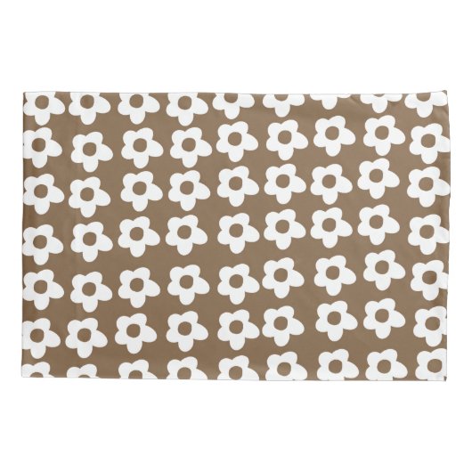 Bruin Bloemenkussen Hoesje Kussensloop (Achterkant)