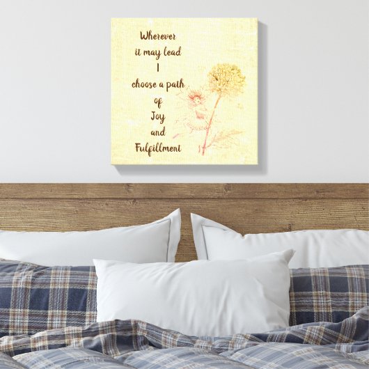 Bruin  bloemfee inspirerend quote canvas afdruk (Insitu (Slaapkamer))
