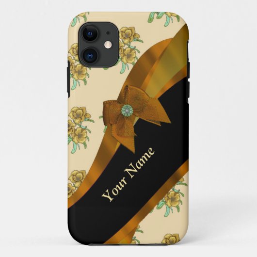 bruin bloemmotief Case-Mate iPhone case (Achterkant)