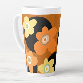 Bruin bloemmotief koffiekopje latte mok