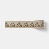 Bruin Blokhut Kerst Scene Grosgrain Lint (Voorkant)