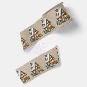 Bruin Blokhut Kerst Scene Grosgrain Lint (Achterkant)