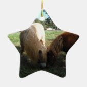 Bruin blond," miniatuurpaarden"Twee kleine pony's Keramisch Ornament (Voorkant)