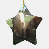 Bruin blond," miniatuurpaarden"Twee kleine pony's Keramisch Ornament (Links)