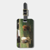 Bruin blond, twee miniatuurpaarden, "Little Pony" Bagagelabel (Voorkant verticaal)
