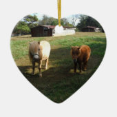 Bruin blond, twee miniatuurpaarden, "Little Pony" Keramisch Ornament (Voorkant)