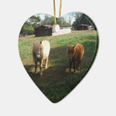 Bruin blond, twee miniatuurpaarden, "Little Pony" Keramisch Ornament (Links)