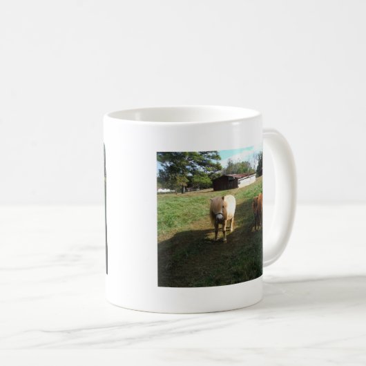 Bruin blond, twee miniatuurpaarden, "Little Pony" Koffiemok (Voorkant rechts)