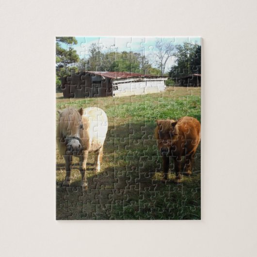 Bruin blond, twee miniatuurpaarden, "Little Pony" Legpuzzel (Verticaal)